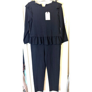 NWT ZARA Kids Girls Black Jumpsuit size 13/14 years ruffled crepe peplum